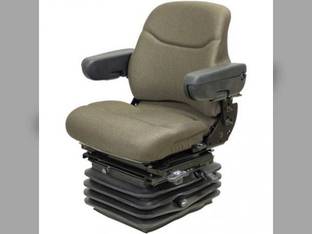 Seat Assembly - Air Suspension Tufftex Fabric Brown John Deere 8000-8010 Series Tractors Compatible with Case IH MX135 MX230 MX150 MX285 MX200 MX120 MX220 MX210 MX255 New Holland McCormick Ford