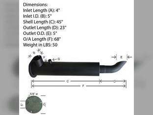 Muffler Case IH 9180 9270 9380 9170 9390 9370 9280 90-7372T1