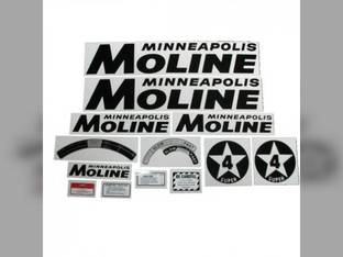 Tractor Decal Set Super 4 Star Black Mylar Minneapolis Moline SUPER 4 STAR