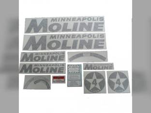 Tractor Decal Set Super 4 Star Black Vinyl Minneapolis Moline SUPER 4 STAR