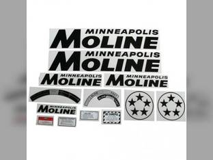Tractor Decal Set 5 Star Black Mylar fits Minneapolis Moline 5 Star