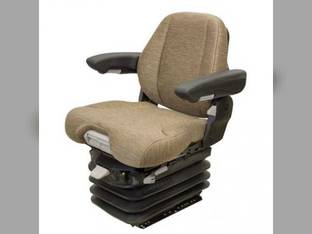 Seat Assembly - Air Suspension with Armrests Grammer Style Brown Fabric Compatible with John Deere 6620 6120 6320 7420 6610 6300 6500 6110 6310 7320 6220 7220 6210 6410 6400 7720 7820 6420 6200 7520