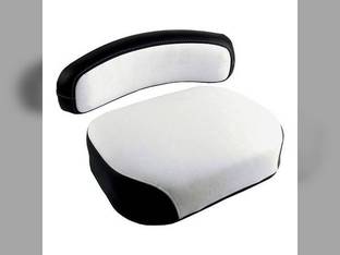 Seat Cushion Set - 2 Piece Deluxe Style Vinyl Black/White fits International 460 560 660