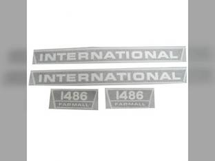 Farmall 1486 Hood Decal Set Black and Chrome Vinyl fits International 1486