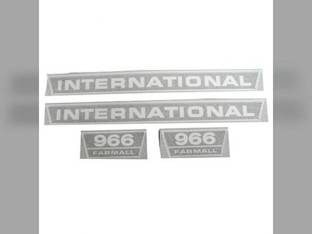 966 Decal Set Hoods and Model Numbers Black/Chrome Vinyl fits International 966