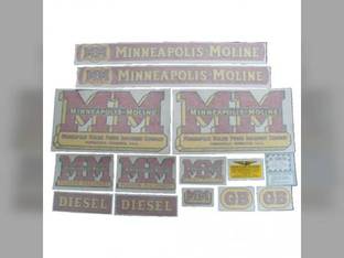 Tractor Decal Set GB Diesel Wide Fenders Vinyl Minneapolis Moline GB