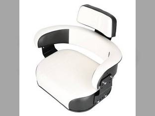 Seat Assembly with Bracket Vinyl Black/White Pleated Cushion fits International Hydro 100 504 544 656 666 686 706 756 766 806 826 856 966 1026 1066 1206 1256 1456 1466 1468 1566 1568 2706 380680R94