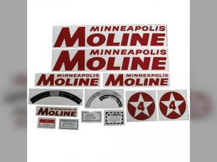 Tractor Decal Set 4 Star Red Mylar Minneapolis Moline 4 Star