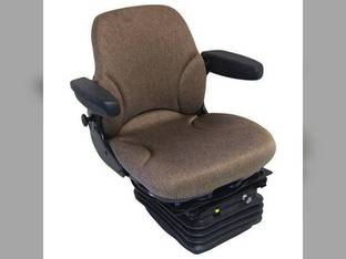 Seat Assembly - Air Suspension with Armrests Fabric Brown Compatible with John Deere 4630 4430 4030 4230