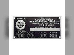 Engine Serial Number Tag with Rivets fits Massey Harris Colt Mustang Pacer 20 21 22 23 30 81 82 101