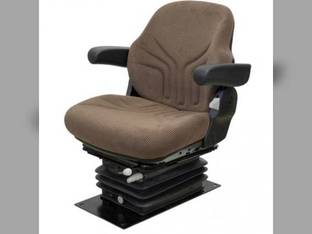 Seat Assembly - Air Suspension w/Armrests Grammer Style Fabric Brown JD 30-55 Hydraulic Series Compatible with John Deere 4050 4240 4250 4650 4030 4630 4440 4850 4230 4455 4640 4450 4000 4040 4430