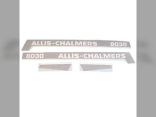 8030 Decal Set Curved Hoods Only Black/White Vinyl fits Allis Chalmers 8030