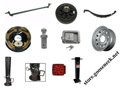 Axles / Hubs / Bearings / Brakes / Suspension / Electrical / Hardware / Jacks / Couplers / Wheels / etc