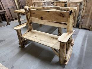 AMISH FURNITURE PARK BENCH WITH SCENE
