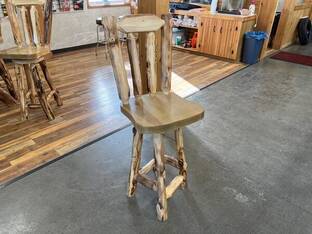 AMISH FURNITURE SWIVEL BARSTOOL WITH BACK