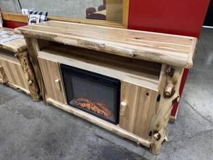 AMISH FURNITURE TV STAND WITH FIREPLACE