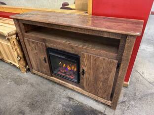 AMISH FURNITURE TV STAND WITH FIREPLACE