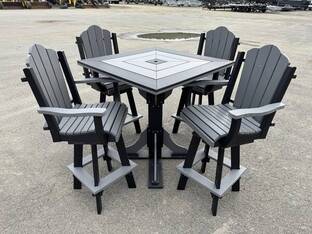 AMISH FURNITURE TALL TABLE SET W/SWIVELS