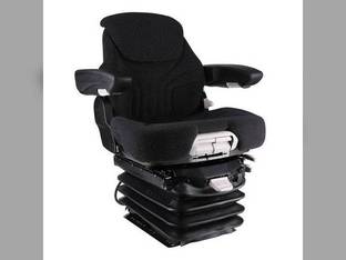 Seat Assembly Grammer Style Air Suspension Fabric Black & Gray fits John Deere 7500 7700 SJ27400 SJ30179 fits New Holland TS100 83991230 fits Case 86989910 fits Massey Ferguson 690 1080 3389500M2