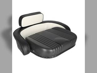 Seat Cushion Set - 3-Piece Set Vinyl Black and White fits International Hydro 100 544 560 656 666 686 706 756 766 806 826 856 966 1066 1206 1256 1456 1466 1468 1566 1568 656 806 1468 2706 386911R92