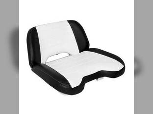 Seat Assembly Pleated Covering White/Black Original Style fits Allis Chalmers D10 D12 D14 D15 D17 D19 D21 170 175 180 185 190 190XT 200 220 7030 7050