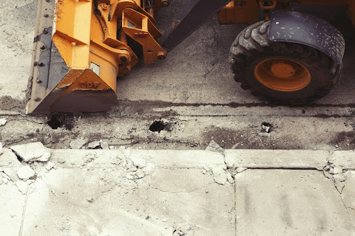 Construction Bulldozer on Road